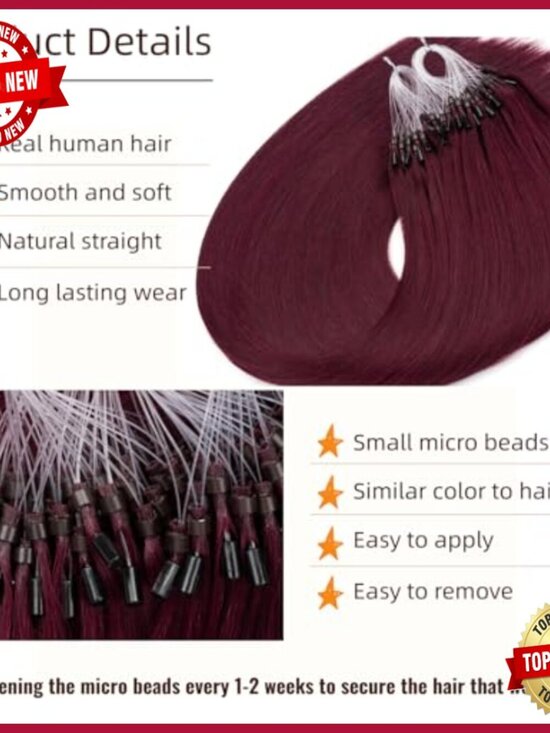 24 Inch Human Hair Micro Bead Extensions Straight Natural Long 50g main image 6